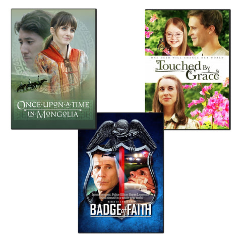 Once Upon a Time in Mongolia, Badge of Faith, and Touched by Grace  - DVD 3 pack